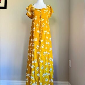 Billabong maxi gold & white flower dress